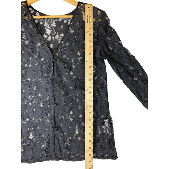 VTG Albert Nipon Black Floral Lace Jacket Top Sheer Long Sleeve Evening Size 6 - Picture 7 of 9